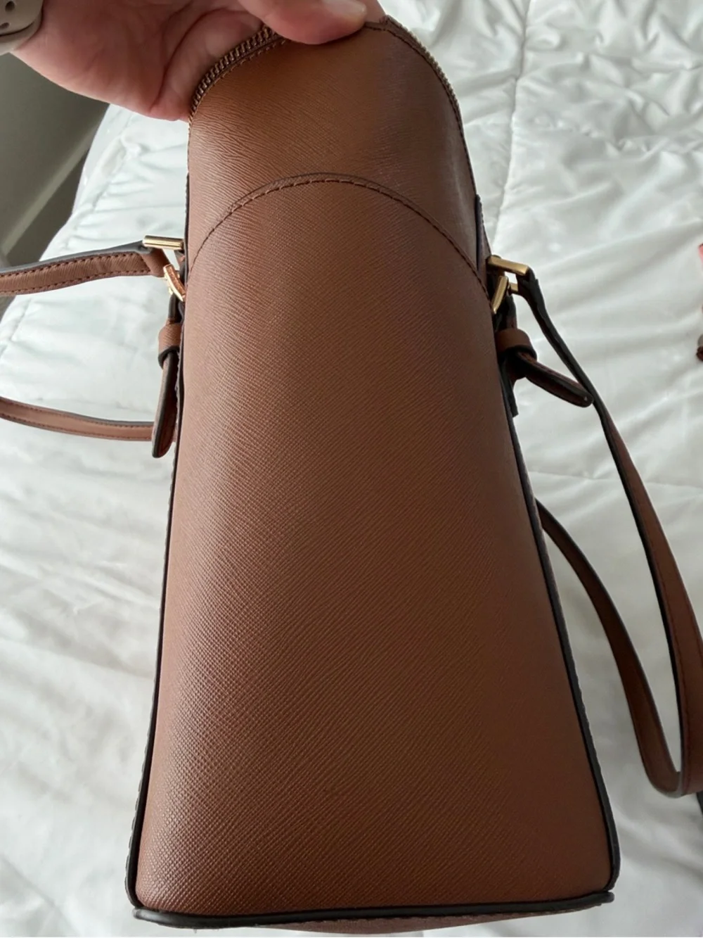 Michael Kors Brown Saffiano Leather Tote with Gold Accents